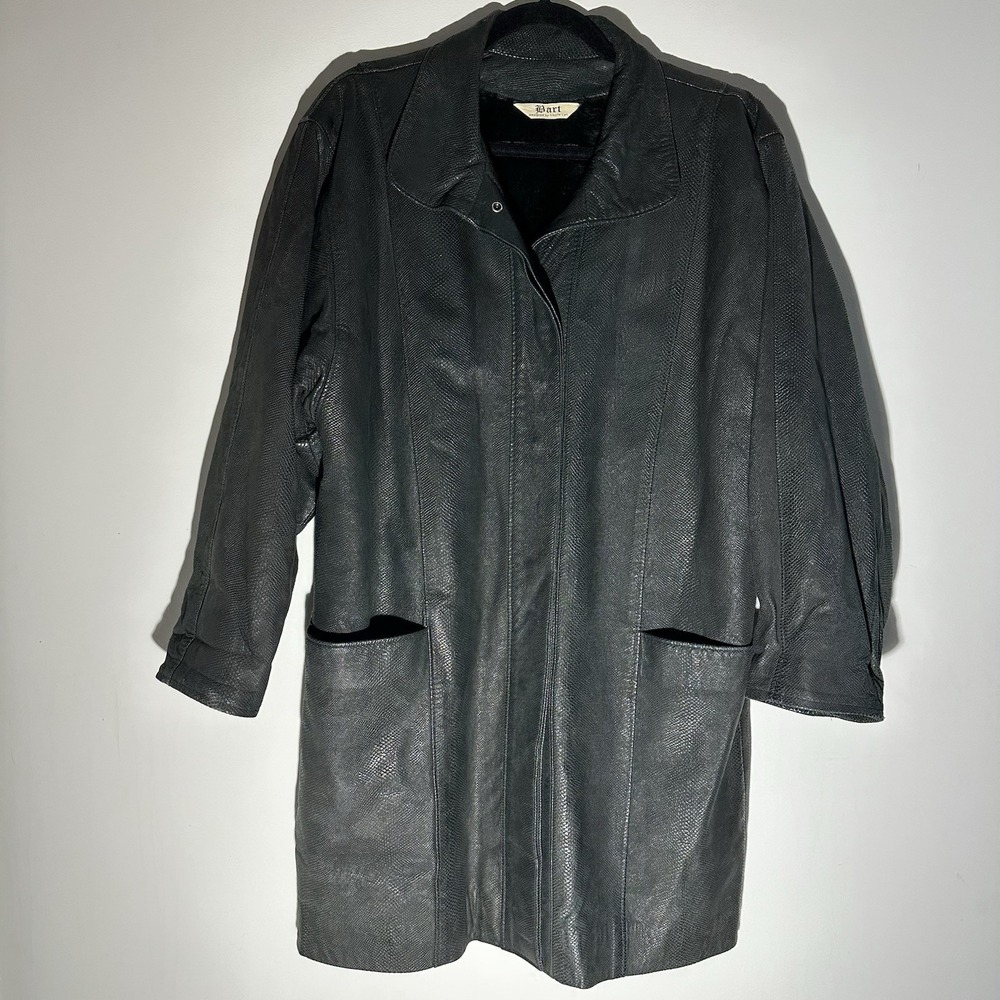 Dart By Sibylle Lyn Snakeskin Leather Coat With Faux Fur Lining Sz 28x46